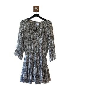 *FLAWED* MISA Los Angeles Floral Print Ruffle Mini Dress, XS, Sheer,‎ Bohemian